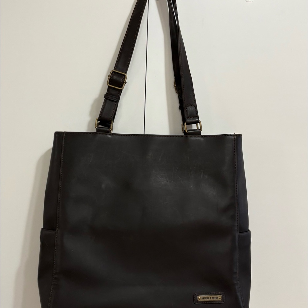 Arthur & Aston Brown Black Leather Tote